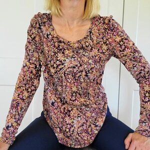 Lucky Brand Long Sleeve Paisley Top XS